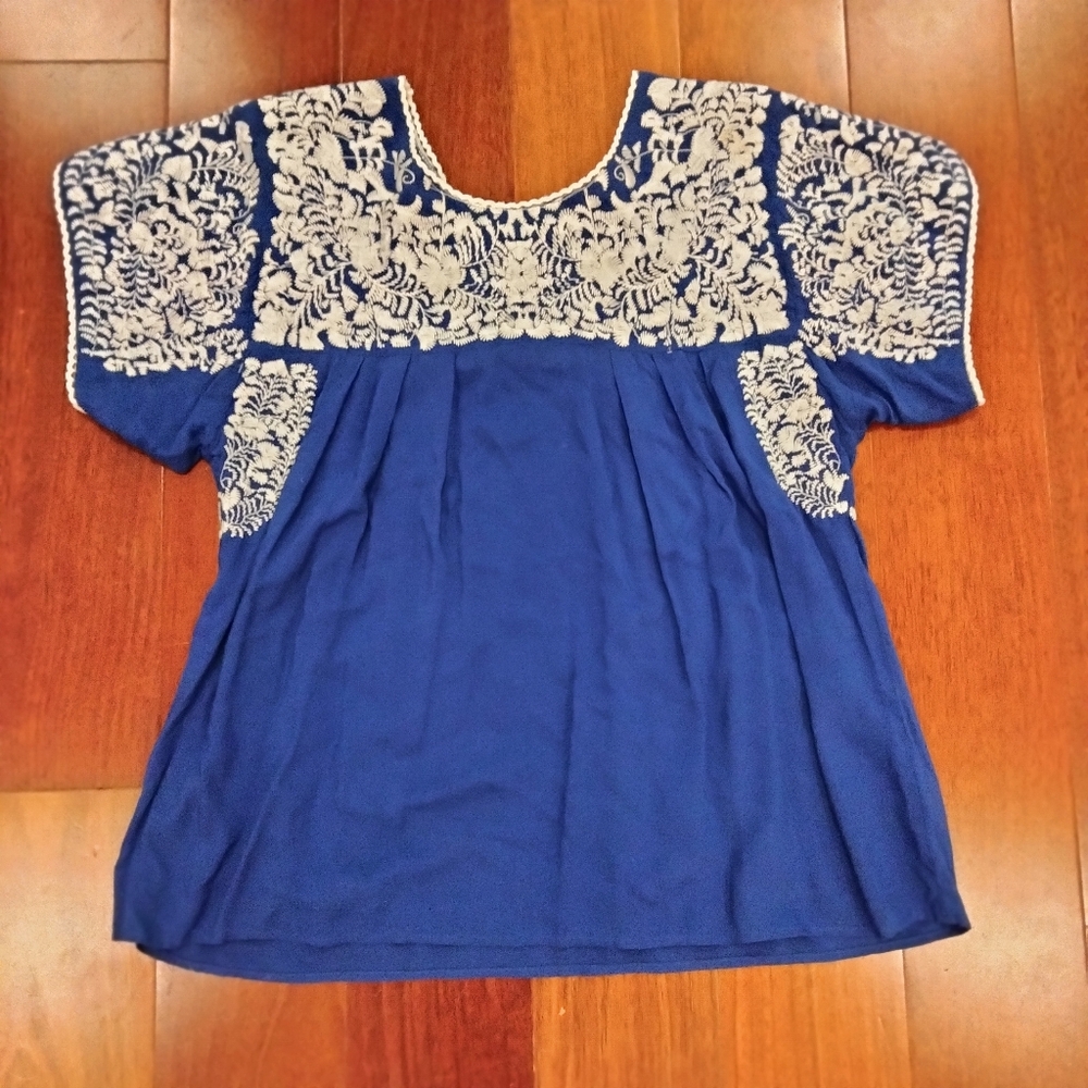 Buddy Love Blue Embellished Boxy Blouse,Size M, Excellent Condition
